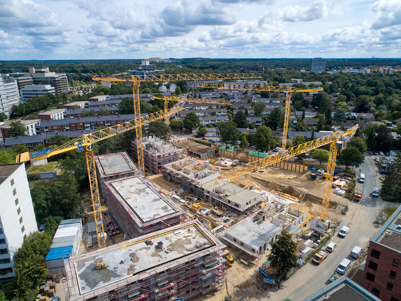 BKL deploys five Potain cranes for “In den Sieben Stücken” residential construction project in Hannover, Germany